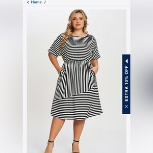 Black and white striped dress size XL